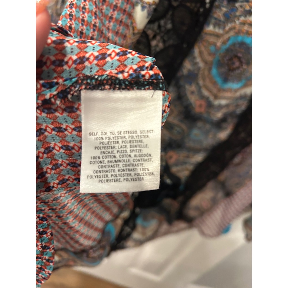 Meadow Rue Blouse Multicolor‎ Paisley Crochet Lace Tassel Anthropologie Boho Top - Picture 4 of 8
